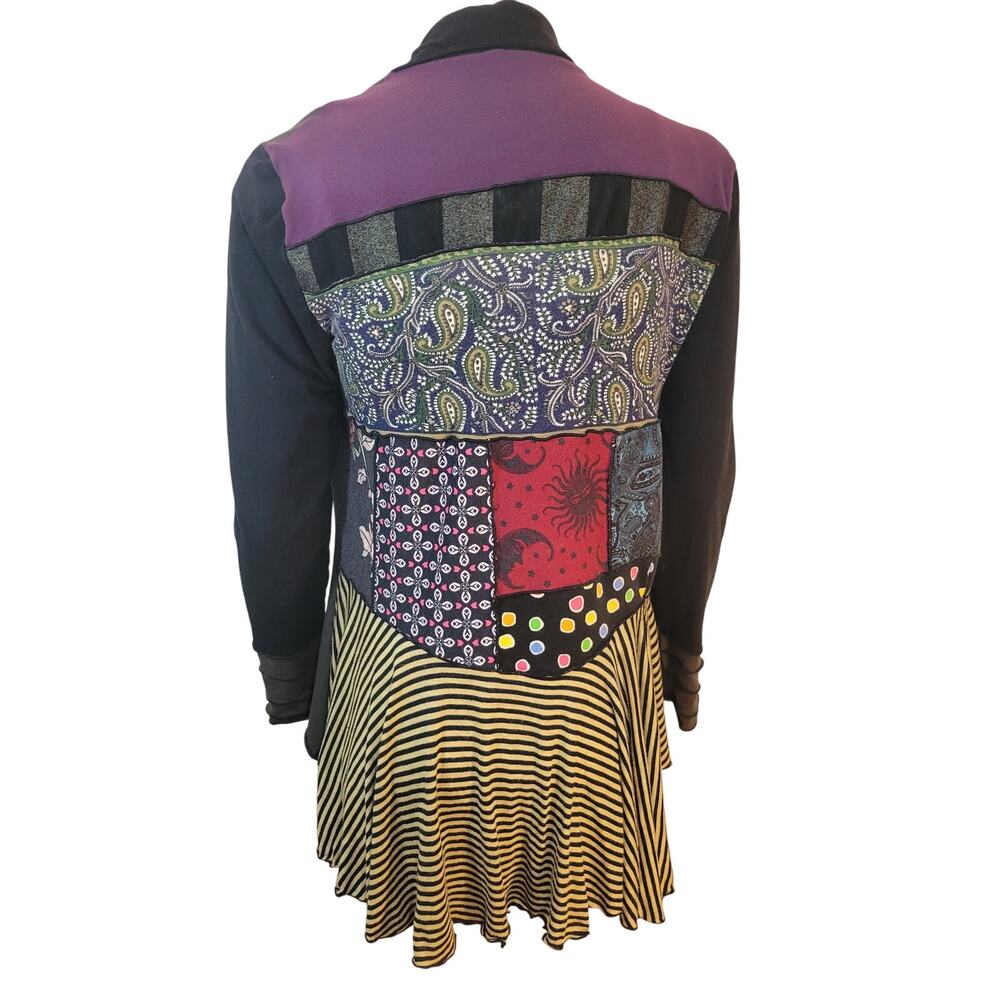 BOHO Lagenlook Artsie  Womens Mixed‎ Print Patchwork Open Front Cardigan Medium